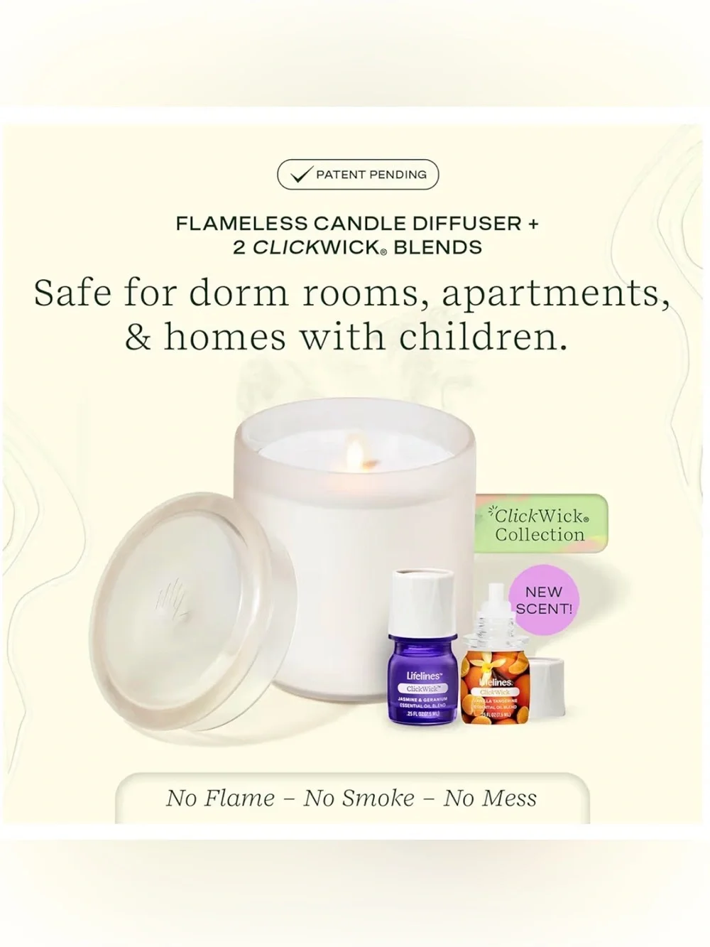 Lifelines Flameless Candle Diffuser “In Bloom” Essential Oil Diffuser NIB